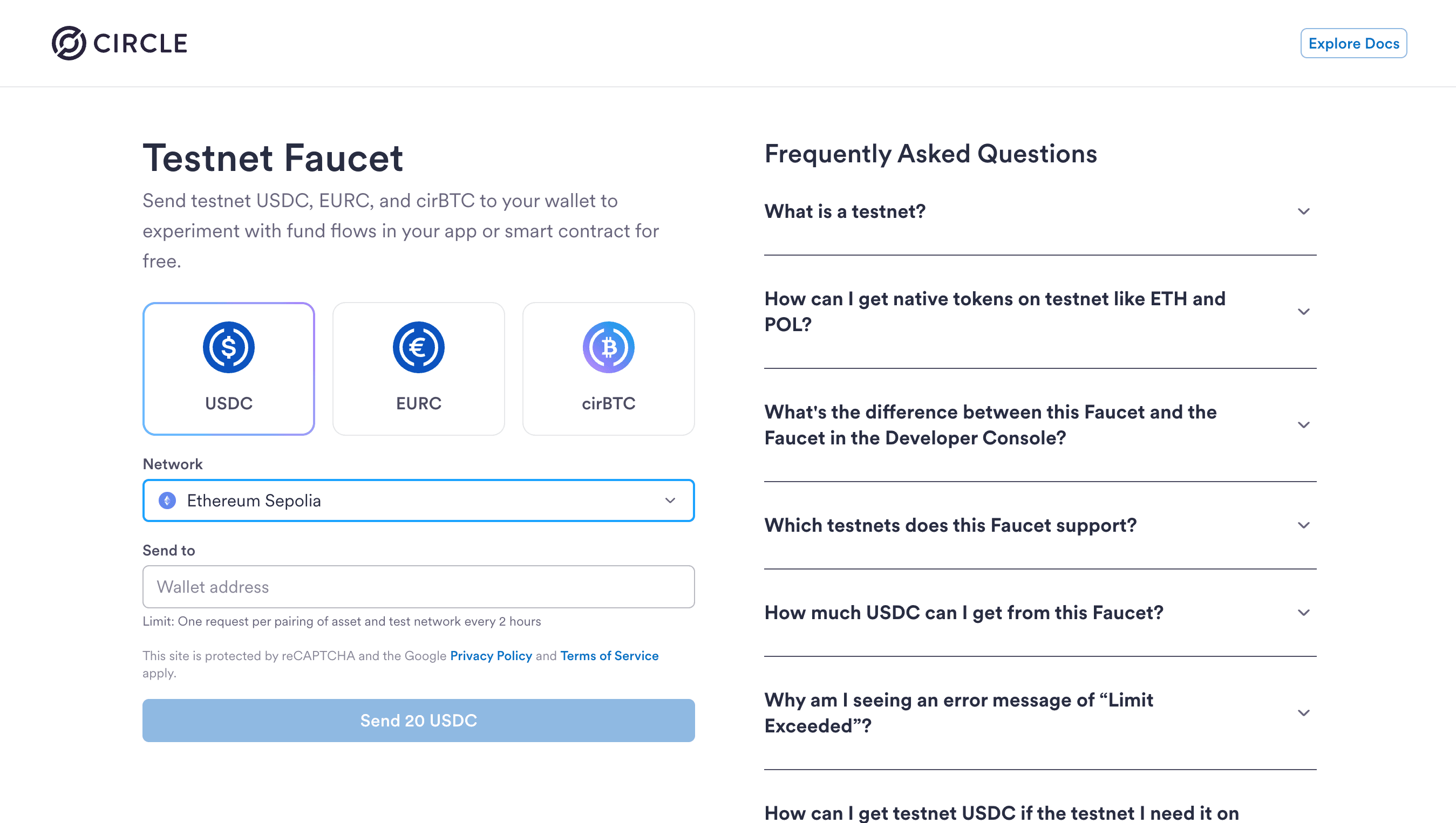 Circle Faucet screenshot